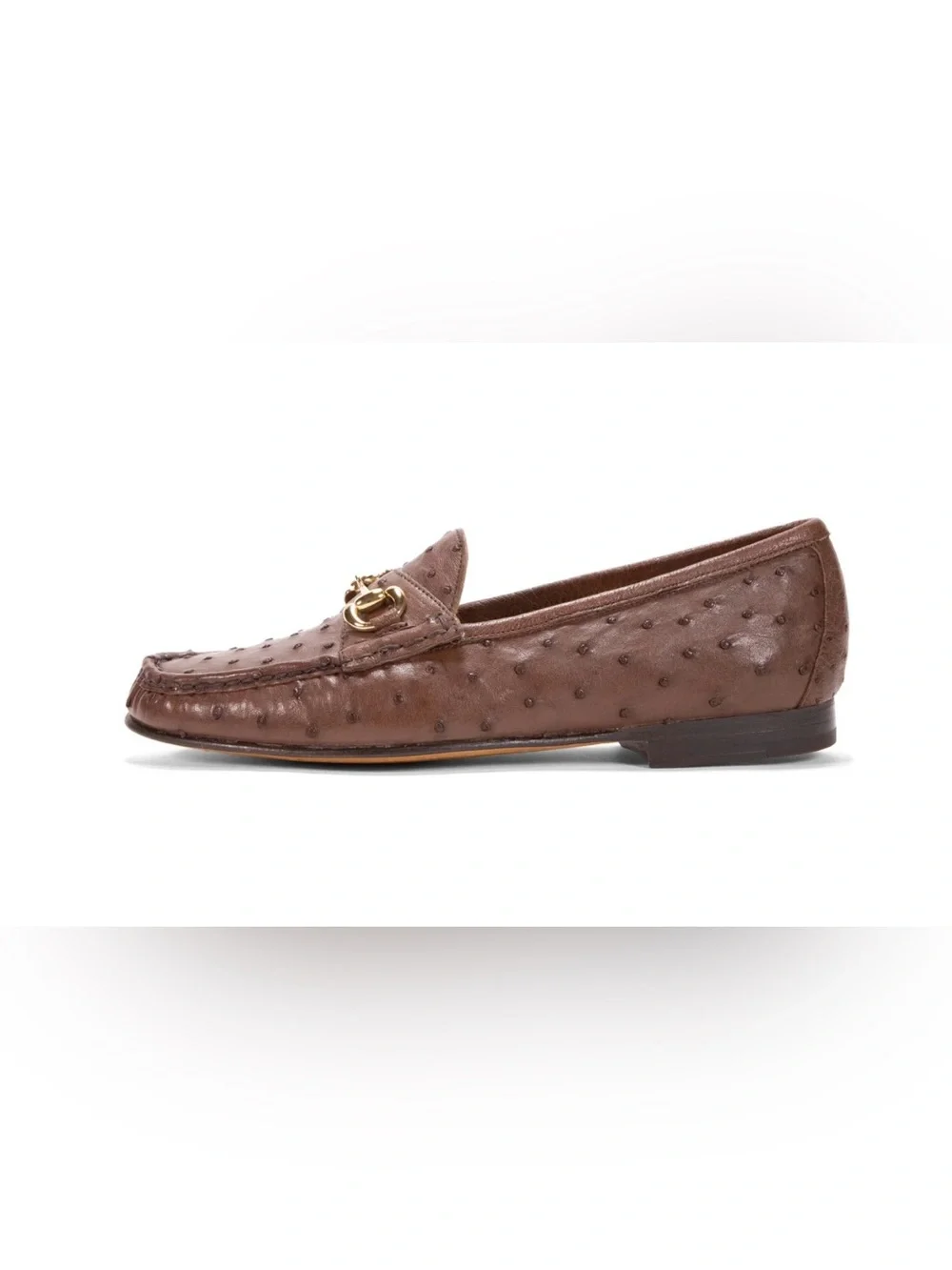 Men’s Gucci Brown Horsebit Ostrich Leather Loafers